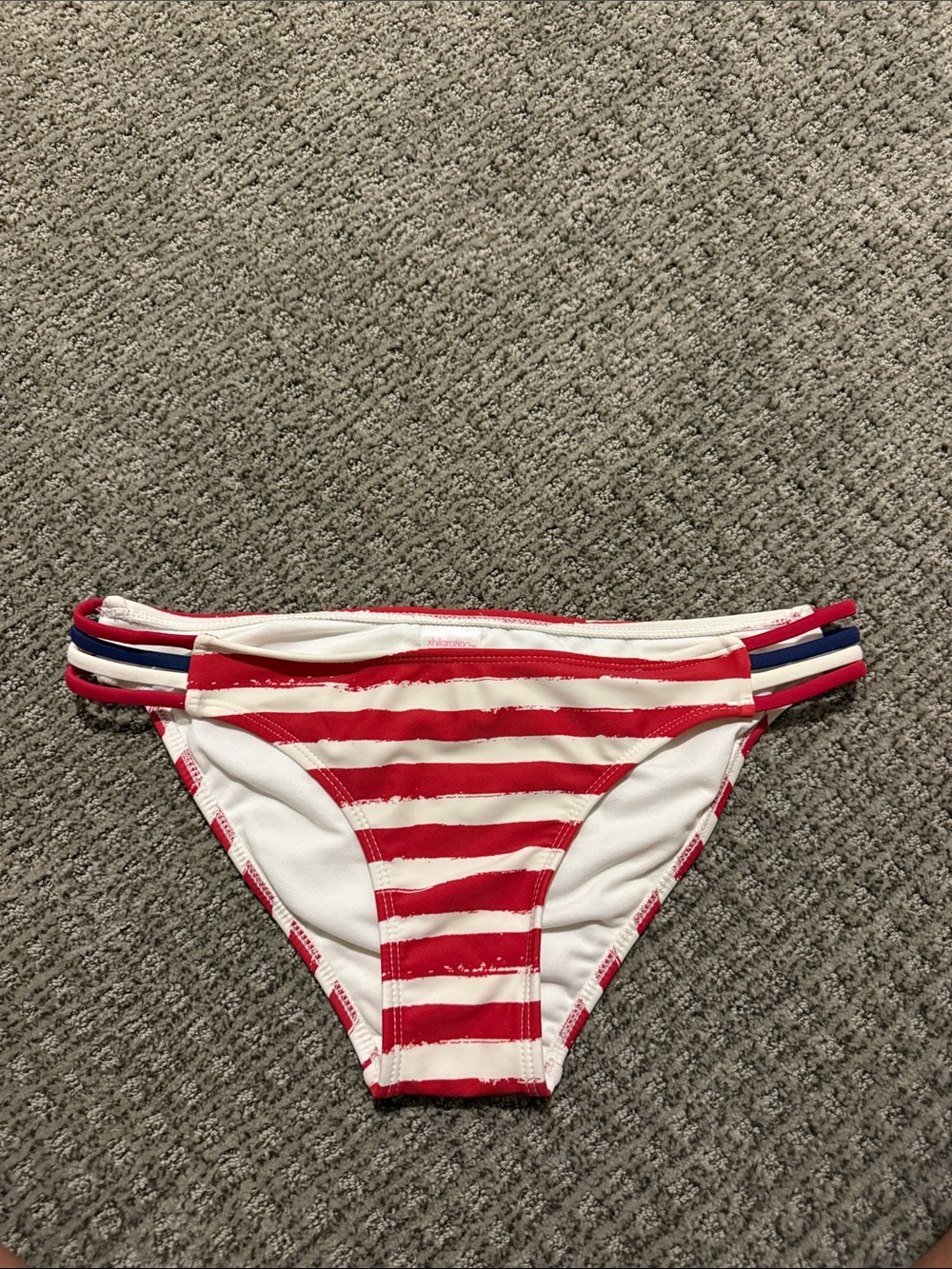 Striped Red & White Bikini Bottom